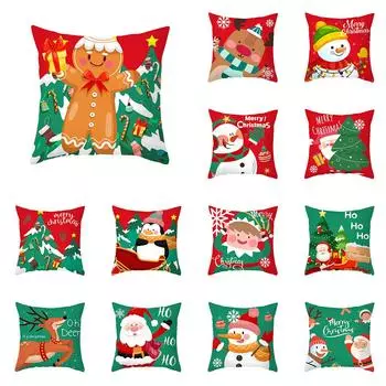 Рождественское украшение мультяшный лось Санта-Клаус напечатанный чехол на подушку для домашней гостиной украшение дивана квадратная наволочка 40X40CM
