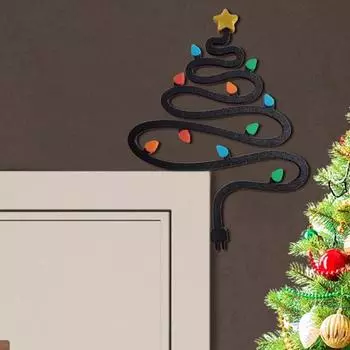 Рождественское украшение на дверь Рождественская елка со звездой наверху, дверной угловой знак, пластиковая рамка-топпер, декор для дверной рамы, окна, стены Christmas Tree