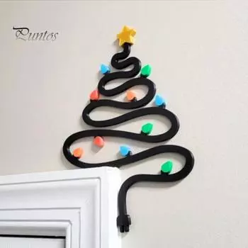 Рождественское украшение на дверь Рождественская елка со звездой наверху, дверной угловой знак, пластиковая рамка-топпер, декор для дверной рамы, окна, стены Christmas Tree