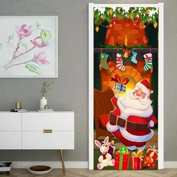 Рождественское украшение на дверь Санта-Клаус на переднюю дверь, баннер с надписью «Счастливого Рождества» F