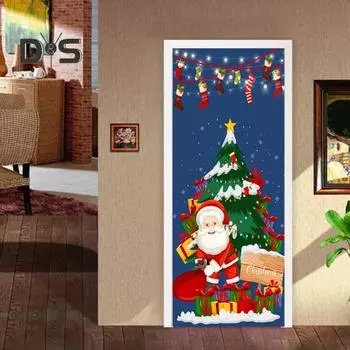 Рождественское украшение на дверь Санта-Клаус на переднюю дверь баннер с надписью «Веселое Рождество» для вечеринок в честь Нового года C