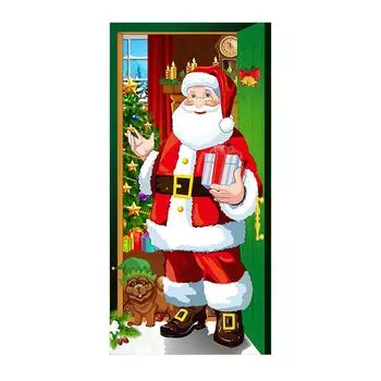 Рождественское украшение на входную дверь 2024 года, новые печатные рождественские принадлежности, баннер на входную дверь Claus Co K4B2 E-1pcs