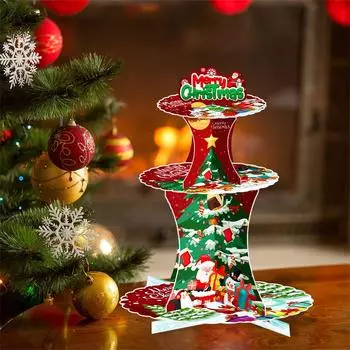 Рождественское украшение Настольная рождественская елка Подставка для торта Десертный стол Лось Старик Вечеринка Праздничные принадлежности One Size