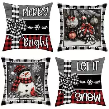 Рождественское украшение наволочка для подушки Веселый рождественский снеговик клетчатый узор гостиная диван подушка комплект комната украшение дома 40x40cm