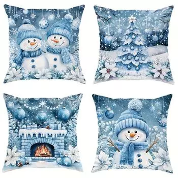 Рождественское украшение наволочка милый снеговик узор рождественской елки гостиная диван наволочка для подушки комната украшение дома 40x40cm