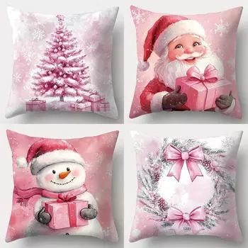 Рождественское украшение наволочка новогодний подарок милый Санта-Клаус снеговик узор украшение для дома чехол для диванной подушки 40x40cm