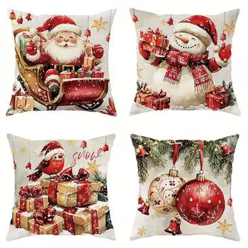 Рождественское украшение наволочка новогодний подарок Санта Клаус Снеговик Птица наволочка диванная подушка наволочка украшение для комнаты дома 40x40cm