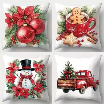 Рождественское украшение наволочка Пряничный снеговик машина Рождественская елка наволочка с принтом наволочка для диванной подушки украшение для дома 40x40cm