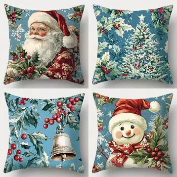 Рождественское украшение наволочка ретро Санта Клаус Снеговик принт наволочка диванная подушка чехол украшение для дома новогодний подарок 40x40cm