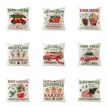 Рождественское украшение наволочка Рождественский пряничный автомобиль Рождественская елка наволочка с принтом Диванная комната украшение для дома 40x40cm