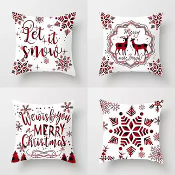 Рождественское украшение, наволочка с красным бантом, наволочка со снежным оленем, украшение для дома, дивана, стула, наволочка 40X40CM