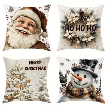 Рождественское украшение наволочка снеговик Санта-Клаус гирлянда узор подходит для домашней комнаты диван подушка чехол праздничные подарки 40x40cm