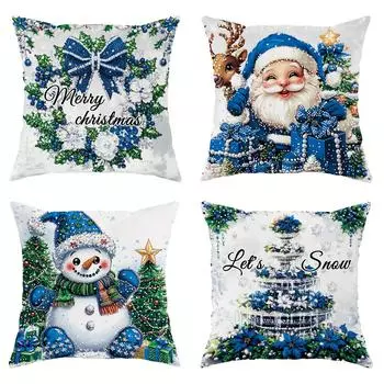 Рождественское украшение наволочка Веселого Рождества Санта-Клаус Снеговик гирлянда узор подходит для домашней комнаты диванная подушка чехол 40x40cm