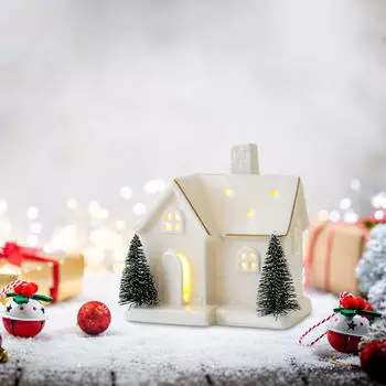 Рождественское украшение, освещенная статуя, керамическая скульптура, настольная фигурка, рождественское украшение для 6.5cmx5.5cmx9cm