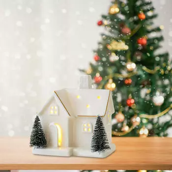 Рождественское украшение, освещенная статуя, керамический рождественский орнамент, настольная фигурка для витрины рабочего стола 6.5cmx5.5cmx9cm