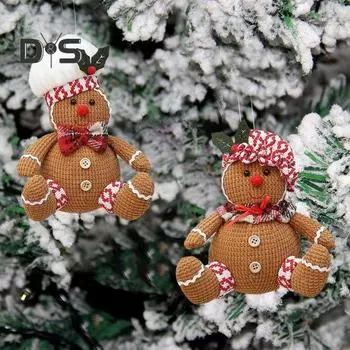 Рождественское украшение, плюшевый пряничный человечек, кукольное украшение, симпатичная рождественская елка, подвесной декор для зимней домашней вечеринки A