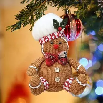 Рождественское украшение плюшевый пряничный человечек кукольное украшение милая рождественская елка подвеска B
