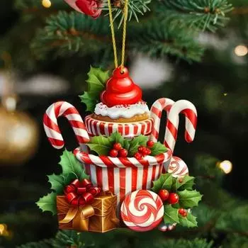 Рождественское украшение подвесная конфета тростник кекс украшение леденец десерт акриловая подвеска для рождественской елки