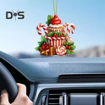 Рождественское украшение подвесное украшение в виде леденца на палочке кекс десерт акриловая подвеска для рождественской елки двери окна декор красный