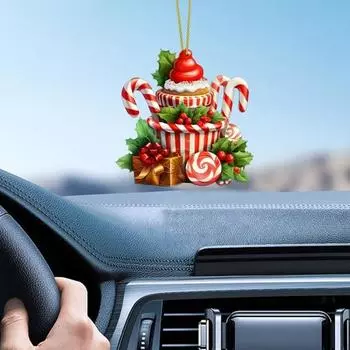 Рождественское украшение подвесное украшение в виде леденца на палочке кекс десерт акриловая подвеска для рождественской елки двери окна декор красный