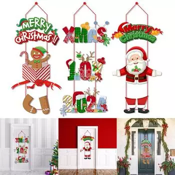 Рождественское украшение, подвесной кулон на дверь, мультяшный Санта-Клаус, дверь, домашний декор A