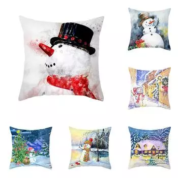Рождественское украшение с принтом снеговика, чехол для подушки, украшение для дома, гостиной, дивана, подушка, наволочка 40X40CM