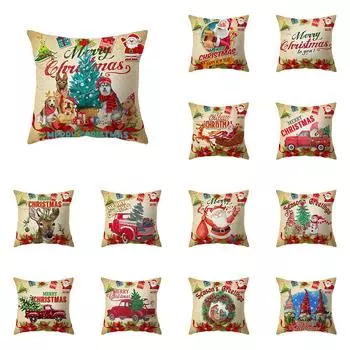 Рождественское украшение Санта-Клауса с принтом, чехол для подушки, украшение для дома, гостиной, дивана, полиэстеровая подушка, наволочка 40X40CM