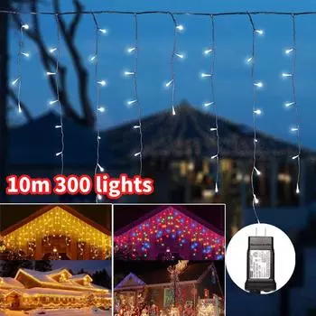 Рождественское украшение Струнные огни Новогодний праздник Светодиодные струнные огни Свадебная комната Декор LED Ледяной бар Лампа Фея Свет US Plug