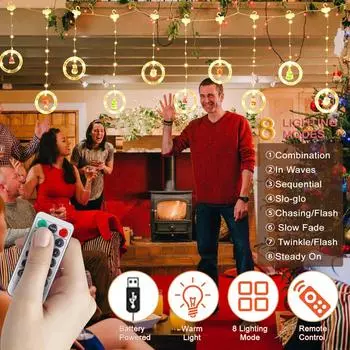 Рождественское украшение светодиодная гирлянда 8 режимов USB рождественский занавес свет пульт дистанционного управления для комнаты вечеринка рождественская елка подвеска фестиваль декор светло-серый