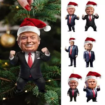 Рождественское украшение Трамп 2D Акриловый Автомобильный Зеркало Заднего Вида Подвеска Мультфильм Трамп