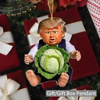 Рождественское украшение Трамп 2D Акриловый кулон Трамп Мультфильм Трамп Подвесное украшение для автомобиля