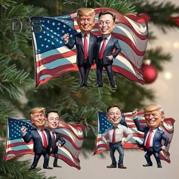 Рождественское украшение Трампа 2024 года, забавное акриловое украшение Трампа, подвесное украшение на рождественскую елку для заднего вида автомобиля, аксессуар A