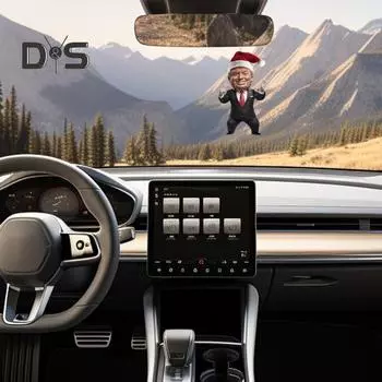 Рождественское украшение Трампа 2D акриловое зеркало заднего вида автомобиля подвеска мультфильм Трамп рождественская елка украшение для двери рюкзака E