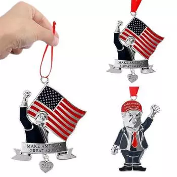 Рождественское украшение Трампа, металлический мультяшный кулон Трампа, патриотическое украшение на рождественскую елку, брелок, кулон в подарок для сторонников A