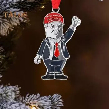 Рождественское украшение Трампа, металлический мультяшный кулон Трампа, патриотическое украшение на рождественскую елку, брелок, кулон в подарок для сторонников A