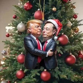 Рождественское украшение Трампа, мультяшный Трамп, 2D, плоская акриловая подвеска, рождественская елка, украшение для салона автомобиля, зеркало заднего вида, подарок для сторонников 1pc