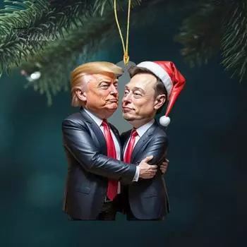 Рождественское украшение Трампа, мультяшный Трамп, 2D, плоская акриловая подвеска, рождественская елка, украшение для салона автомобиля, зеркало заднего вида, подарок для сторонников 1pc