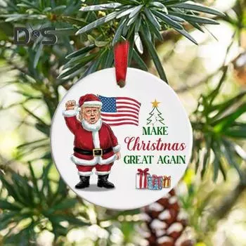 Рождественское украшение Трампа Сделай Рождество Великим Снова Подвесное украшение Плоский Акрил Санта-Клаус Декор Трампа Подарки для сторонников A