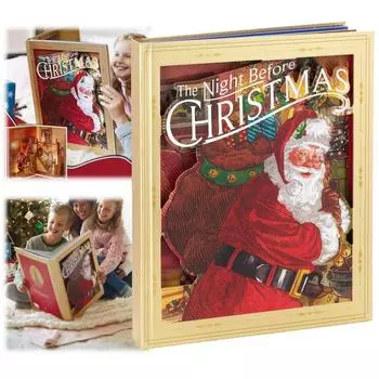 Рождественское украшение Всплывающая книга Рождественская ночь со светом Семейное интерактивное рождественское украшение в подарок красный
