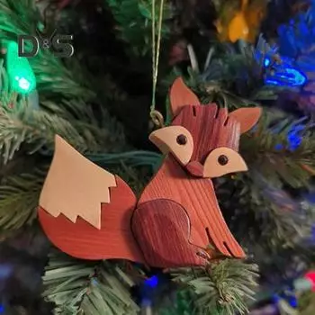 Рождественское украшение в форме животного с тесьмой, олень, сова, лиса, вырезанная вручную деревянная рождественская елка, домашний декор Reindeer
