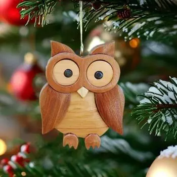 Рождественское украшение в форме животного Yousheng с ремешком, олень, сова, лиса, вырезанная вручную деревянная рождественская елка, домашний декор Reindeer