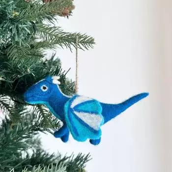 Рождественское украшение в виде дракона из фетра, подвесное украшение в виде дракона из фетра, украшение в виде животного, праздничный венок на елку, декор для вечеринок дома красный