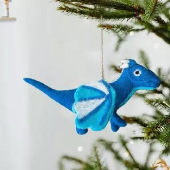 Рождественское украшение в виде дракона из фетра Yousheng, подвесное украшение в виде дракона из фетра ручной работы, украшение в виде животного, праздничный венок на елку, декор для домашних вечеринок зелёный