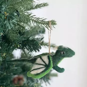 Рождественское украшение в виде дракона из фетра, подвесное украшение в виде дракона из фетра, украшение в виде животного, праздничный венок на елку, декор для вечеринок дома зелёный