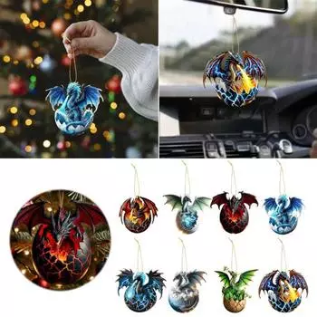 Рождественское украшение в виде дракона стихий, 2D акриловый кулон в виде дракона, подвесное украшение для салона автомобиля, подарок для любителей драконов C