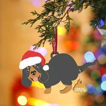 Рождественское украшение в виде какающей собаки, деревянное украшение в виде собачьей какашки, подвеска на рождественскую елку для B