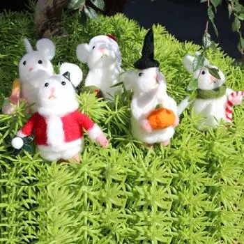 Рождественское украшение в виде мыши Хэллоуинская мышь с тыквой, сделанная своими руками из шерсти, войлока, статуэтка мыши, подарки, милая статуэтка мыши из шерсти, войлока тыква