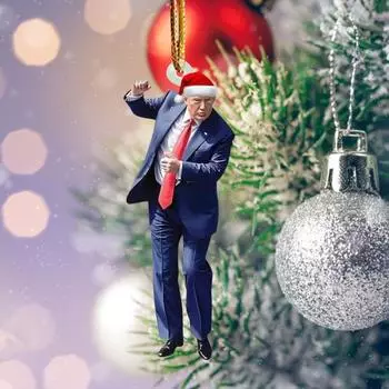Рождественское украшение в виде Трампа, шапка Санты, танцующий Трамп, подвеска из акрила 2D, украшение для украшения елки A