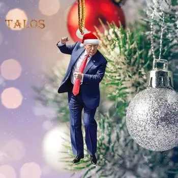 Рождественское украшение в виде Трампа, шапка Санты, танцующий кулон Трампа, 2D акриловое подвесное украшение для украшения елки, подарок сторонникам A