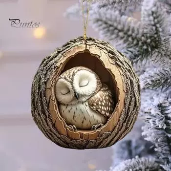 Рождественское украшение в виде животного 2D акриловое мультяшное лесное животное рождественская елка подвесное украшение для праздничного домашнего декора A